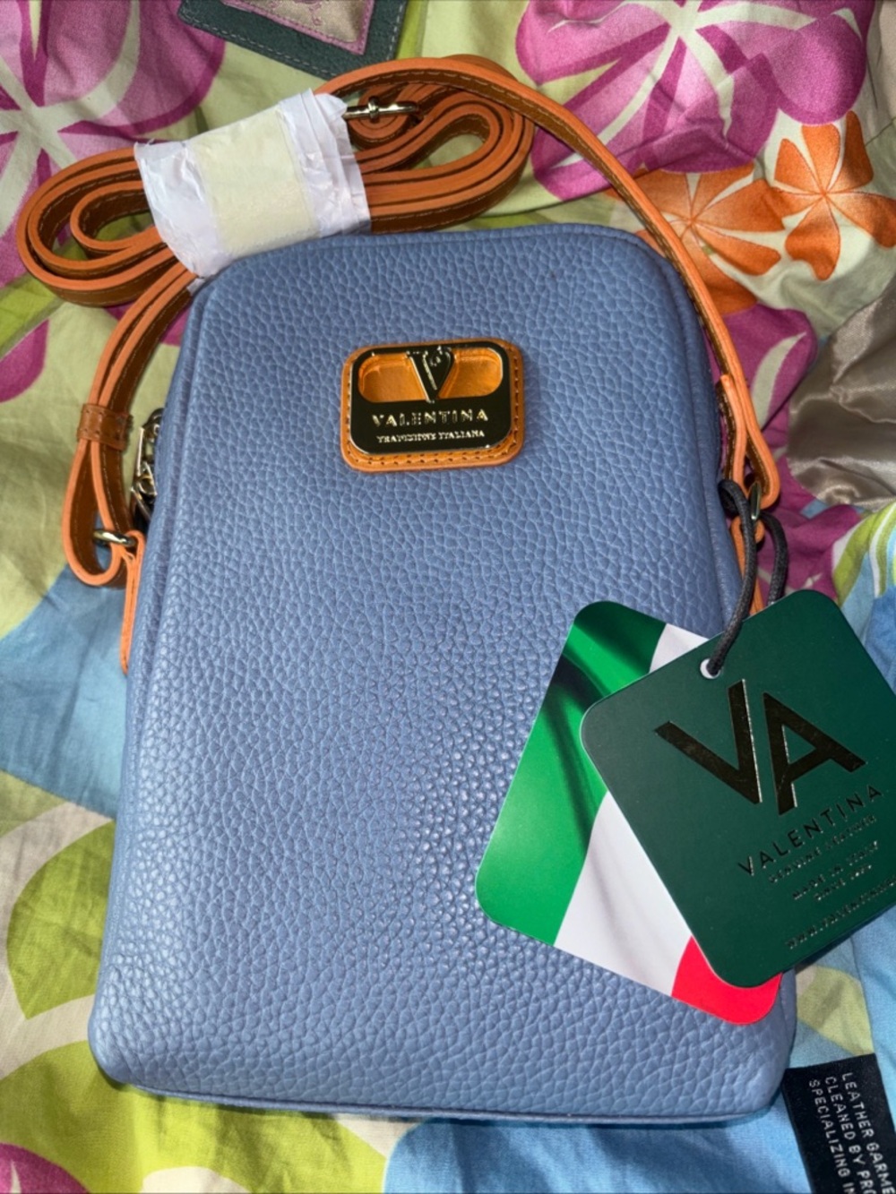 Valentina Blue Crossbody Bag  Made in Italy